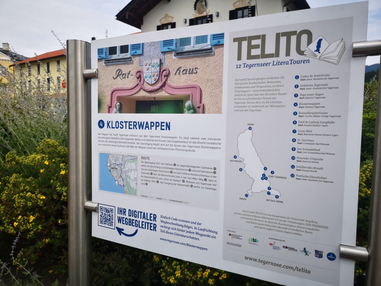 Tegernseer Literatouren - TELITO-Schild zum Sagenspaziergang in Tegernsee_(c)IW